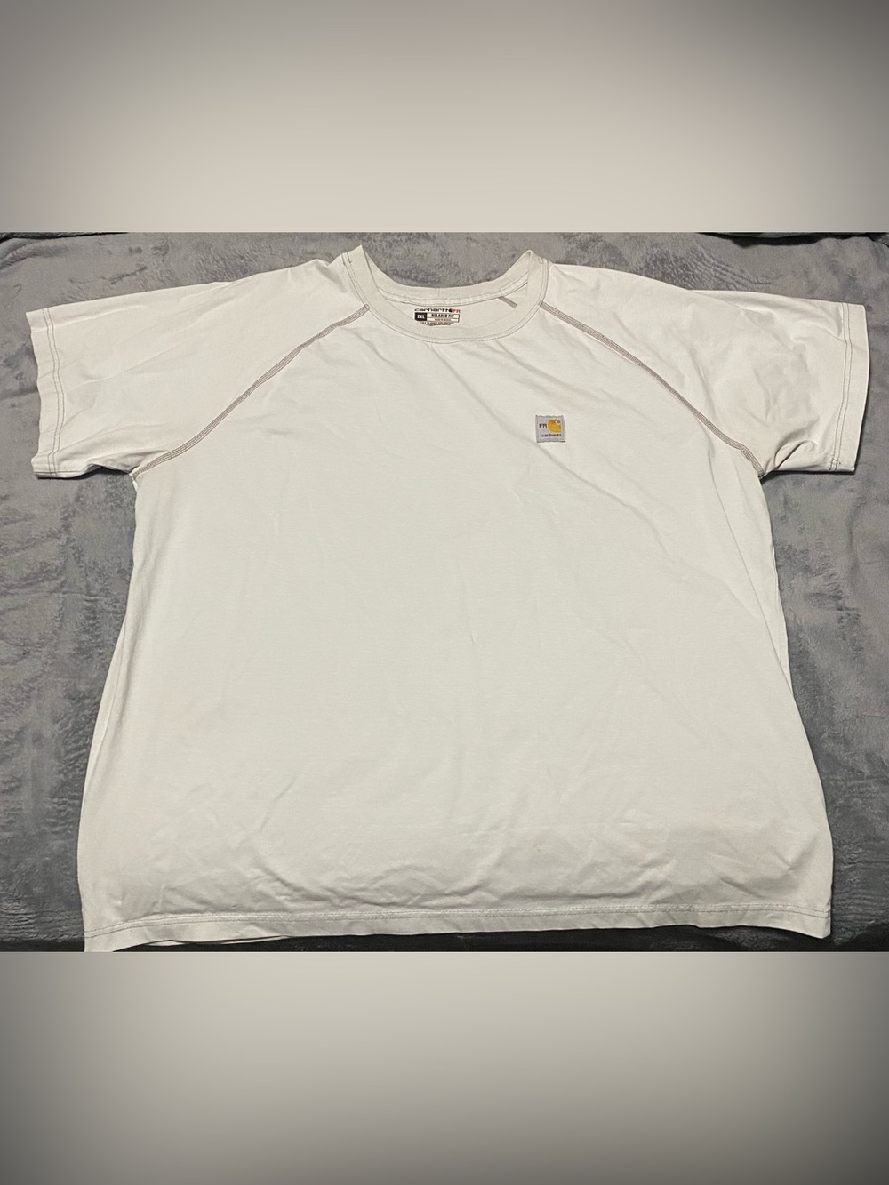 Carhartt FR Men’s White Long-Sleeve Crewneck Work Tee with Logo Patch